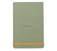 RHODIA 194355C - Rigid Webnotepad Celadon Notebook - A6 - Lined - 192 Detachable Pages - Ivory Clairefontaine Paper 90 g/m - Bookmark, Elastic Closure - Faux Leather Cover - Rhodiarama