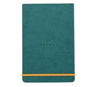 RHODIA 194356C - Peacock Webnotepad Rigid Notebook - A6 - Lined - 192 Detachable Pages - Clairefontaine Ivory Paper 90 g/m - Bookmark, Elastic Closure - Faux Leather Cover - Rhodiarama