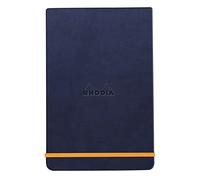 RHODIA 194359C - Hard Notebook Webnotepad Midnight Blue - A6 - Lined - 192 Detachable Pages - Clairefontaine Ivory Paper 90 g/m - Bookmark, Elastic Closure - Faux Leather Cover - Rhodiarama