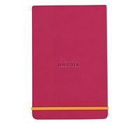 RHODIA 194397C - Raspberry Webnotepad Rigid Notebook - A5 - Lined - 192 Detachable Pages - Ivory Clairefontaine Paper 90 g/m - Bookmark, Elastic Closure - Faux Leather Cover - Rhodiarama