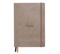 RHODIA 194441C - Rigid Notebook Goalbook Creation Taupe - A5 - 14.8 x 21 cm - Dotted - 160 pages Maya Black 120g/m² paper - 2 Ribbons - Imitation Leather cover