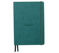 RHODIA 194447C - Rigid Notebook Goalbook Creation Peacock - A5 - 14.8x21cm - Dotted - 160 pages Maya Black 120g/m² paper - 2 Ribbons - Imitation Leather Cover