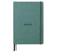 RHODIA 194448C - Rigid Notebook Journal Goalbook Creation Aqua - A5 - 14,8x21cm - Dotted - 160 pages Paper Maya Black 120 g/m² - 2 Ribbons - Faux Leather Cover