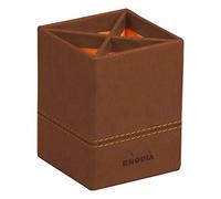 RHODIA 194523C - Copper Pencil Pot - 8x8x11 cm - Orange Saddle Stitching - Faux Leather Exterior - Home Office Collection Rhodiarama - Office Organization & Design Storage