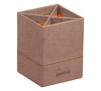 RHODIA 194528C - Rosewood Pencil Pot - 8x8x11 cm - Orange Saddle Stitching - Faux Leather Exterior - Home Office Collection Rhodiarama - Office Organization & Design Storage