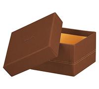 RHODIA 194554C - Set of 5 Copper Nesting Boxes - Orange Saddle Stitching - Faux Leather Exterior - Rhodiarama Home Office Collection - Office Organization & Designer Storage