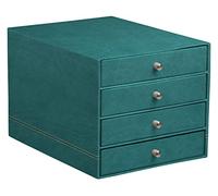 RHODIA 194578C - Peacock 4-Drawer File Organizer - 24.8 x 32.7 x 22.8 cm - Orange Saddle Stitching - Faux Leather Exterior - Home Office Collection Rhodiarama - Office Organization & Designer Storage