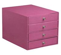 RHODIA 194581C - Fuchsia 4-Drawer File Organizer - 24.8 x 32.7 x 22.8 cm - Orange Saddle Stitching - Faux Leather Exterior - Home Office Collection Rhodiarama - Office Organization & Designer Storage