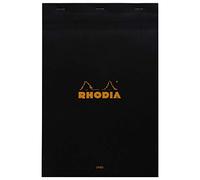 RHODIA 196009C - Stapled Notepad N°19 Black - A4+ - Lined - 80 Detachable Sheets - White Clairefontaine Paper 80 g/m - Soft, Resistant and Waterproof Coated Card Cover - Basics, 210x318mm