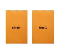 Rhodia 19600C - Stapled Notepad N°19 Orange - A4+ - Lined - 80 Detachable Sheets - White Clairefontaine Paper 80 g/m - Soft, Resistant and Waterproof Coated Card Cover - Basics (Pack of 2)