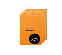 RHODIA 19600C - Stapled Notepad N°19 Orange - A4+ - Lined - 80 Detachable Sheets - White Clairefontaine Paper 80 g/m² - Coated Card Cover - Pack of 5 pads
