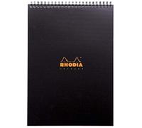 RHODIA 19920C - Spiral Notebook (Full Bound) Notepad Black A4 | Small Tiles | 80 Detachable Sheets - Clairefontaine Paper 90g - Polypro Cover (Plastic) - Rhodiactive