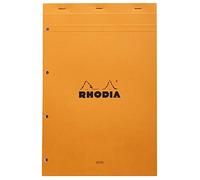 RHODIA 20100C - Stapled Notepad N°20 Orange - A4+ - Large Seyès Squares - 80 Detachable Sheets 4 Hole Punched - White Clairefontaine Paper 80G - Soft and Resistant Cover - Basics