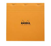 RHODIA 210200C - Stapled Notepad N°210 Orange - 21x21 cm - Small Squares - 80 Detachable Sheets - White Clairefontaine Paper 80 g/m - Soft and Resistant Coated Card Cover - Basics