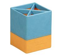 RHODIA 318817C - Turquoise Pencil Pot - 8x8x11 cm - Orange Sellier Stitching - Faux Leather Exterior - Rhodiarama Home Office Collection - Office Organization & Designer Storage