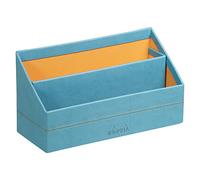 RHODIA 318847C - Turquoise Mail Holder - 25x10x14 cm - Orange Saddle Stitching - Faux Leather Exterior - Rhodiarama Home Office Collection - Office Organization & Designer Storage