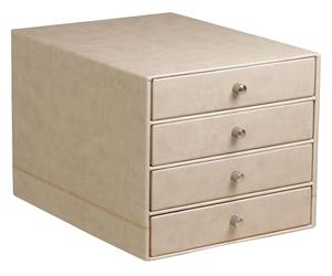RHODIA 318865C - 4-Drawer File Cabinet Beige - 24.8 x 32.7 x 22.8 cm - Orange Saddle Stitching - Faux Leather Exterior - Rhodiarama Home Office Collection - Office Organization & Designer Storage