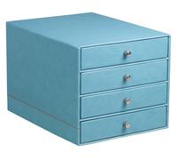 RHODIA 318867C - Turquoise 4-Drawer Organizer - 24.8 x 32.7 x 22.8 cm - Orange Saddle Stitching - Faux Leather Exterior - Rhodiarama Home Office Collection - Office Organization & Designer Storage