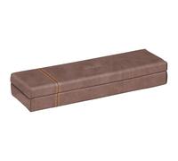 RHODIA 318873C - Chocolate Pencil Case - 21x5.5x3 cm - Orange Saddle Stitching - Faux Leather Exterior - Rhodiarama Home Office Collection - Office Organization & Designer Storage