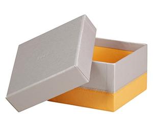 RHODIA 318881C - Set of 5 Silver Nesting Boxes - Orange Saddle Stitching - Faux Leather Exterior - Rhodiarama Home Office Collection - Office Organization & Designer Storage