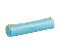 RHODIA 318897C - Rhodiarama Turquoise Round Pencil Case - 21.5 x 5.5 cm - Genuine Orange Stitching - Ivory Jersey Interior - Faux Leather - Storage for Pens, Pencils, Markers, Small Supplies