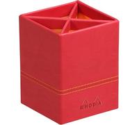 RHODIA 318913C - Poppy Pencil Pot - 8x8x11 cm - Orange Sellier Stitching - Faux Leather Exterior - Rhodiarama Home Office Collection - Office Organization & Design Storage