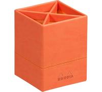 RHODIA 318914C - Tangerine Pencil Pot - 8x8x11 cm - Orange Saddle Stitching - Faux Leather Exterior - Rhodiarama Home Office Collection - Office Organization & Designer Storage