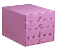 RHODIA 318961C - Lilac 4-Drawer File Organizer - 24.8 x 32.7 x 22.8 cm - Orange Saddle Stitching - Faux Leather Exterior - Rhodiarama Home Office Collection - Office Organization & Designer Storage
