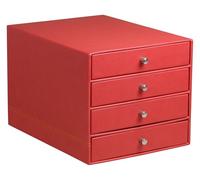 RHODIA 318963C - Poppy 4-Drawer File Organizer - 24.8 x 32.7 x 22.8 cm - Orange Saddle Stitching - Faux Leather Exterior - Rhodiarama Home Office Collection - Office Organization & Designer Storage