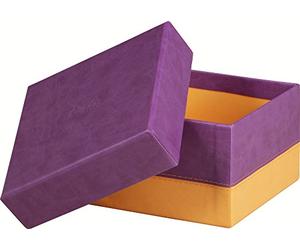 RHODIA 318980C - Set of 5 Purple Nesting Boxes - Orange Saddle Stitching - Faux Leather Exterior - Rhodiarama Home Office Collection - Office Organization & Designer Storage