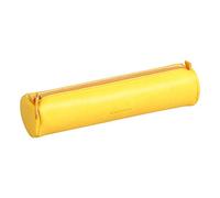 RHODIA 318996C - Rhodiarama Daffodil Round Pencil Case - 21.5 x 5.5 cm - Genuine Orange Stitching - Ivory Jersey Interior - Faux Leather - Storage for Pens, Pencils, Markers, Small Supplies