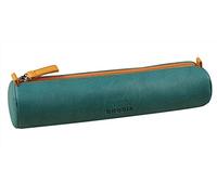 RHODIA 319006C - Rhodiarama Peacock Round Pencil Case - 21.5 x 5.5 cm - Genuine Orange Stitching - Ivory Jersey Interior - Faux Leather - Storage for Pens, Pencils, Markers, Small Supplies