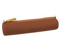 RHODIA 319044C - Rhodiarama Copper Round Pencil Case - 21.5 x 5.5 cm - Genuine Orange Stitching - Ivory Jersey Interior - Faux Leather - Storage for Pens, Pencils, Markers, Small Supplies