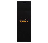 RHODIA 82009C - Stapled Notepad N°8 Shopping Black - 7.4x21 cm - Small Tiles - 80 Detachable Sheets - 80G Clairefontaine Paper - Coated Card Cover - Pack of 10 pads