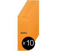 RHODIA 8228Cpack - Un lot de 10 Bloc-Notes Agrafés Pocket Orange - 7,5 x 12 cm - Petits Carreaux - 40 Feuilles Détachables - 80 g/m² - Couverture en Carte Enduite Souple et Résistante