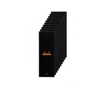 RHODIA 86009C - Stapled Notepad N°8 Shopping Black - 7.4x21 cm - Lined - 80 Detachable Sheets - 80G Clairefontaine Paper - Coated Card Cover - Pack of 10 pads