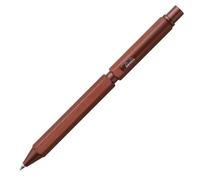 Rhodia 9348C - Multipen Script 3-in-1-2 Ballpens 0.5mm Black & Red + 1 Graphite Pencil Lead 0.5mm - Hexagonal Body Brown Aluminium Refillable - Eraser Pusher