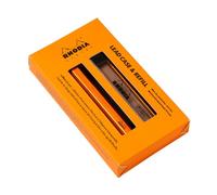 Rhodia 9357C scRipt case & refills - Orange Brushed Aluminium Hexagonal Body for 0.5 mm Standard Graphite Leads - Refillable - scRipt Collection