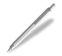 RHODIA 9391C - scRipt Mechanical Pencil Hexagonal Body in Brushed Aluminium - Silver - for Standard 0.5 mm Graphite Leads, Retractable Steel Barrel, Eraser Under the Push Button - scRipt Collection
