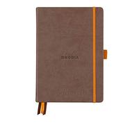 RHODIA 118572C - Chocolate Bullet Journal Goalbook Rigid Notebook - A5 - Dotted Dot - 240 Pages - 90g White Clairefontaine Paper - 3 Ribbons, Elastic Closure - Faux Leather Cover