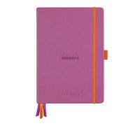 RHODIA 118580C - Bullet Journal Goalbook Rigid Notebook Lilac - A5 - Dotted Dot - 240 Pages - White Clairefontaine Paper 90g - 3 Ribbons, Elastic Closure - Faux Leather Cover