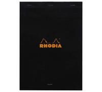 Rhodia Head Stapled Pad, No18 A4, Plain - Black