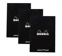 Rhodia No.16 A5 6 x 8 1/4 80 Sheet, Dot Pad, Black (16559), Pack of 3