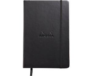 Rhodia Notebook 118609C A5 Ruled Casebound Side Bound Faux Leather Soft Cover Black 96 Pages 48 Sheets