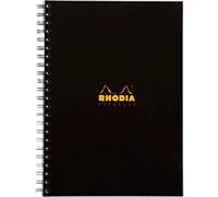 Rhodia - Ref 119232C - Hardback Casebound Business Book (160 Pages) - A4 Size, Lined Rulings, 90gsm Vellum Paper, Year Planner on the Inside Front Cover - Black Cover