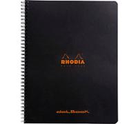 Rhodia Notebook 193039C A4+ Dotted Spiral Bound Side Bound Laminated Cardboard Soft Cover Black Perforated 160 Pages