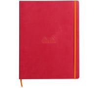 RHODIA 117712C - Raspberry Flexible Notebook - A4+ - Lined - 160 Detachable Pages - 90g Ivory Clairefontaine Paper - Bookmark, Elastic Closure - Faux Leather Cover - Rhodiarama Collection