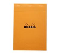 Rhodia Stapled Notepad N°18 18200C – A4 Small Squares 80 Detachable Sheets 80g Clairefontaine Orange