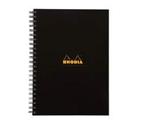 Rhodia - Ref 119232C - Hardback Casebound Business Book (160 Pages) - A4 Size, Lined Rulings, 90gsm Vellum Paper, Year Planner on the Inside Front Cover - Black Cover