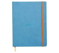 RHODIA 117507C - Turquoise Flexible Notebook - 19x25 cm - Lined - 160 pages - Clairefontaine Ivory Paper 90 g/m - Bookmark, Elastic Closure - Faux Leather Cover - Rhodiarama Collection